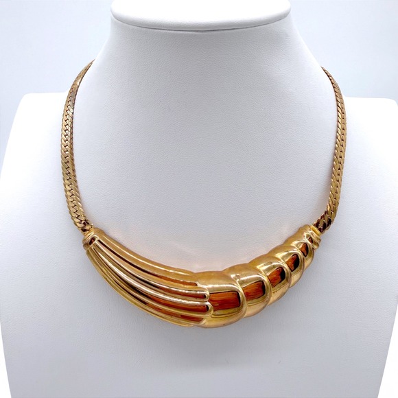 Vintage Gold Tone Cleopatra Style Statement Collar Necklace & Choker Set - Picture 2 of 9